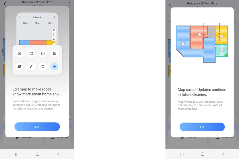 You can edit your apartment’s map in the Roborock S7 Pro Ultra app.